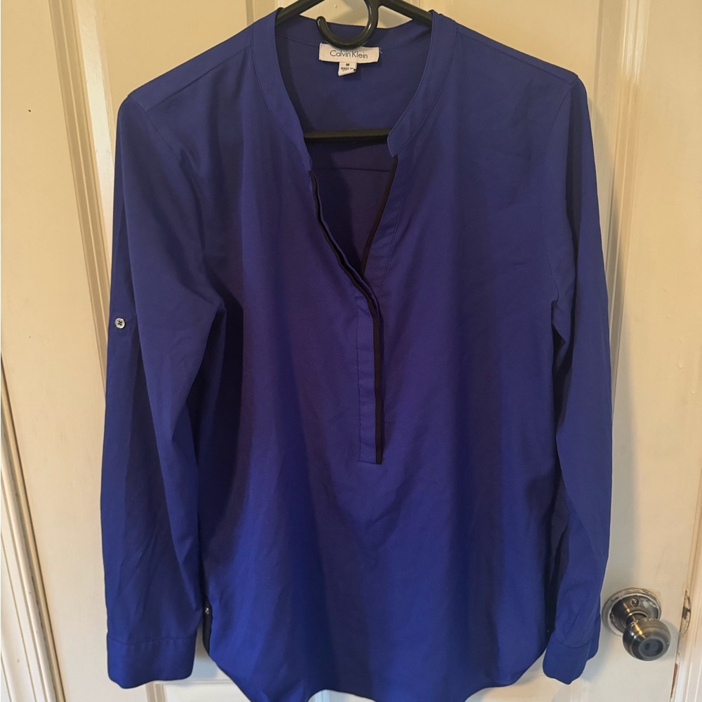 Calvin Klein Cobalt Blue Split V-Neck Tunic